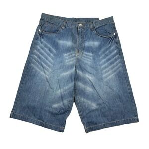 Miskeen Shorts Mens 40 Denim Jorts Baggy Hip Hop Skater Studded Long 16" Inseam
